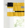 thumbnail image 6 of Valances for Windows Yellow Black Patchwork Rod Pocket Cafe Window Treatments Valance Curtains for Kitchen Bathroom Laundry Basement Windows 56"x16", 6 of 9