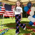 thumbnail image 2 of Weebloom Girls Outfits Short Sleeve Patriotic Stylish Casual Jumpsuit With Bow Print Flared Leg Pants Kids Playwear Outfit Youth Girl Clothes Set Size 5-6 Years Black, 2 of 5