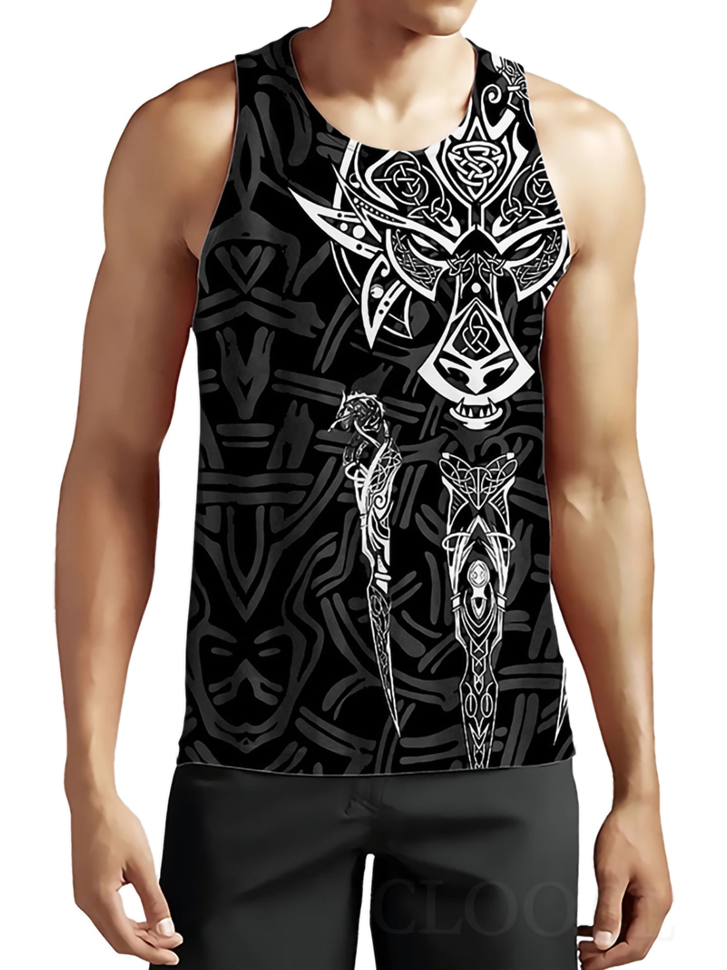 MAWCLOS Tattoo Print Tank Tops for Men Summer Sleeveless Shirts Sport ...