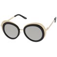 thumbnail image 2 of sunglassLA Unisex Women's Two-Tone Metal Backing Colored Mirror Lens Round Sunglasses (Gold-Black / Silver Mirror) - 50mm, 2 of 4