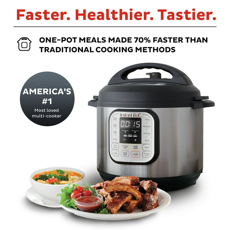 Pot Duo 6-Quart 7-in-1 Electric Pressure Cooker, Slow Cooker, Rice Cooker,  Steamer, Sauté, Yogurt Maker, Warmer & Sterilizer, Includes App With Over  800 Recipes, Stainless Steel 