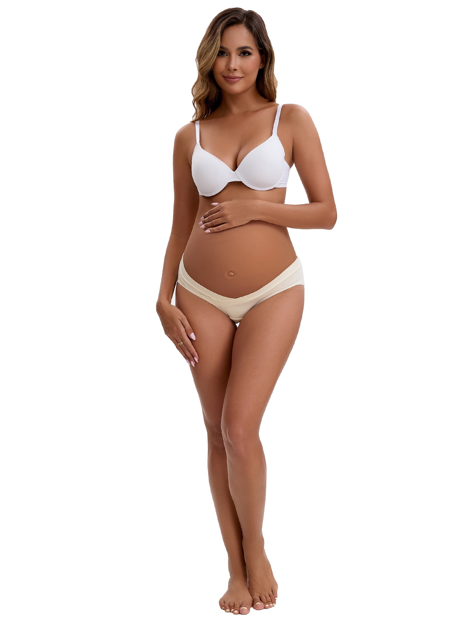 DARING DIVA Women's Low Rise Maternity Underwear Under the Bump Panties XL Beige