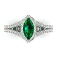 thumbnail image 2 of 1.2ct marquise cut green emerald 18k white gold halo Bridal Wedding Engagement Promise Anniversary Ring for Women size 4, 2 of 7