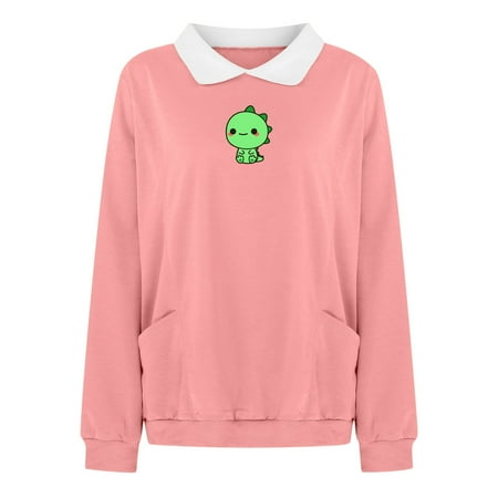 

Zedker Sweatshirts for Women Loose Fit Trendy Plus Size Sweatshirts for Women Loose Fit Women s Fashion Comfortable Casual Print Lapel Pocket Sweatshirt Top Blouse