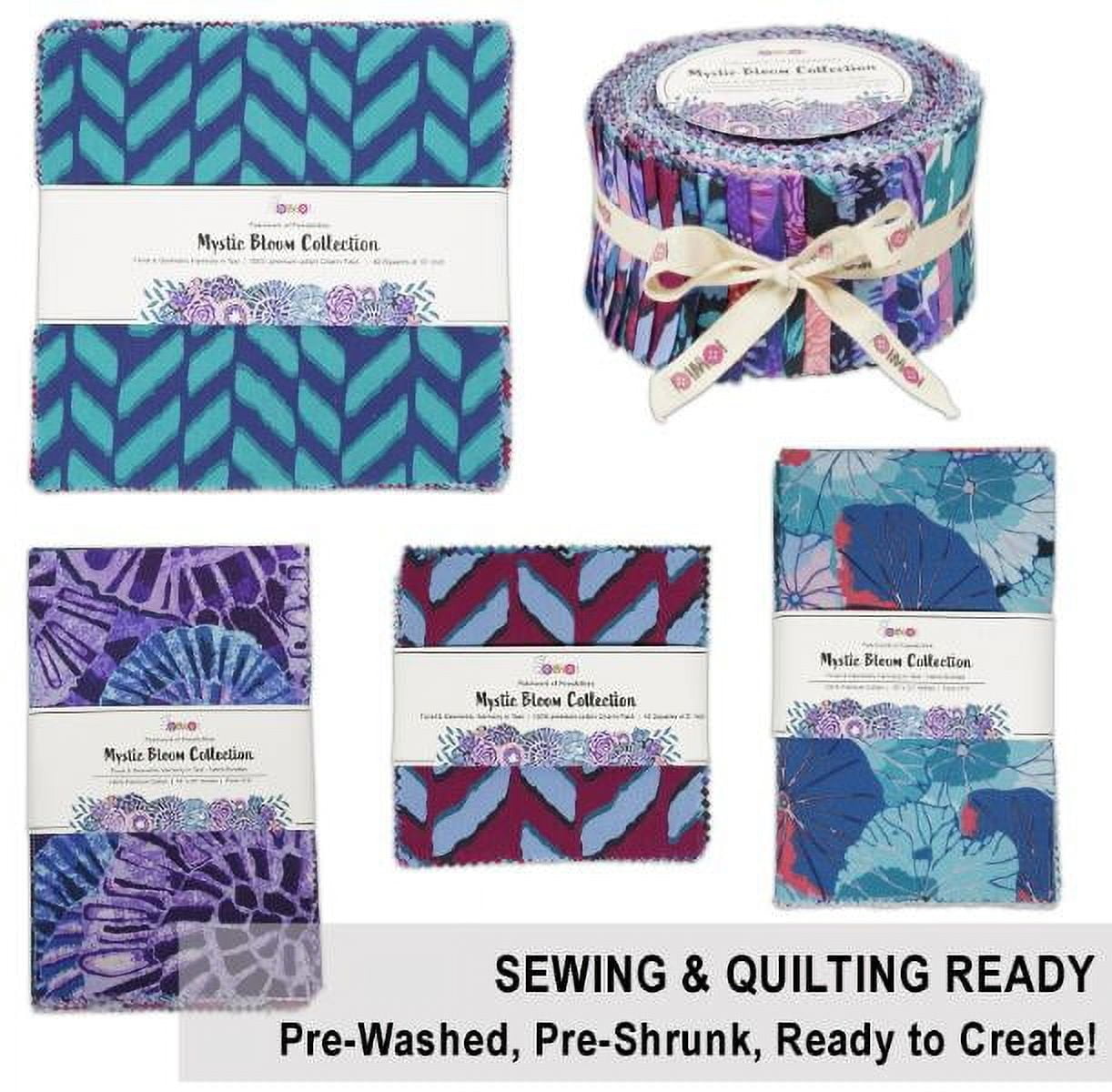Soimoi Jelly Roll 40 Strip Assorted Bundle, Fabric Strips for Quilting, Crafting, 100% Cotton Fabric Jelly Roll Bundle For Scrapbooking, Precut Quilt Projects, DIY Crafts- Mystic Bloom Collection