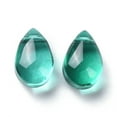 thumbnail image 3 of 200pc Transparent Glass Beads Top Drilled Beads Teardrop Dark Cyan 9x6x5mm Hole: 1mm, 3 of 3
