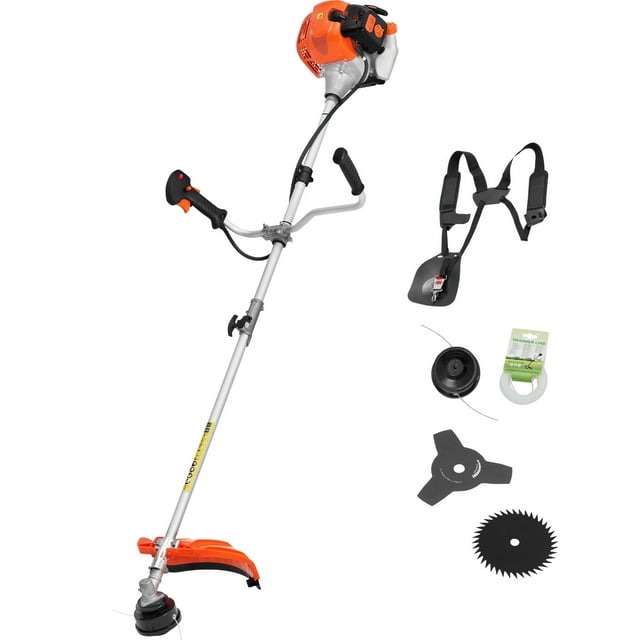 KFFKFF String Trimmer, 51.7CC 2-Stroke, Gas Powered Weed Wacker, 16.9" Cordless Grass Trimmer, Multi-Functional Lawn Edger with Shoulder Strap & 3T Blade