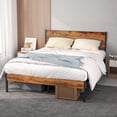 thumbnail image 4 of edx Queen Size Metal Bed Frame with Wooden Headboard, Under Bed Storage, 800LBS Support, Noise-Free, No Box Spring Needed, Easy Assembly, Brown, 4 of 9