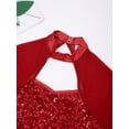 thumbnail image 5 of TiaoBug Kids Girls Shiny Sequins Gymnastic Bodysuit Long Sleeve Dance Leotard Jumpsuit Ballroom Dancewear Red 4, 5 of 7