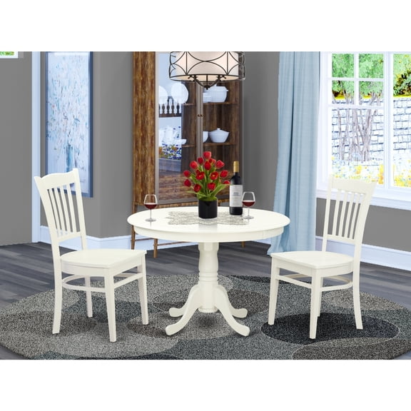 Round Dining Set - 3 Piece Kitchen Table & Chair Set - Modern Wood Dinette Set - 42 Inch Table