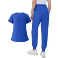 thumbnail image 5 of Minjewel Women's Asymmetric Collar Short Sleeve Scrubs for Women Set with Pockets, Stylish & Functional Scrub Set for Healthcare Workers,Blue L, 5 of 8