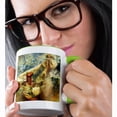 thumbnail image 2 of 3drose, Alphonse Muchas Painting Madonna of the Lillies, 15oz Two-tone Green Mug, 2 of 6