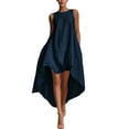 thumbnail image 2 of ClodeEU Women's Sleeveless High Low Hem Tunic Dress,Casual Loose Fit Swing Dress with Pockets Blue,Women's Plus L, 2 of 5