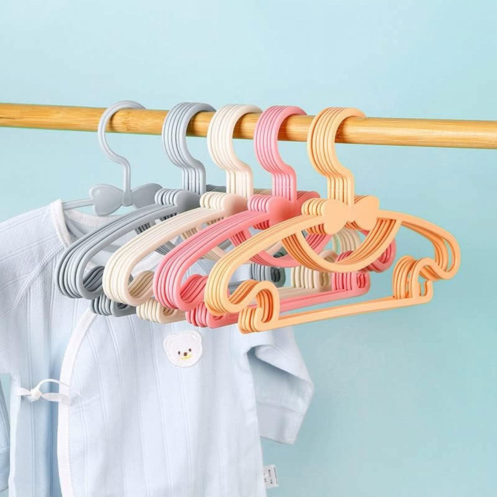 Non-Slip Kids Baby Clothes Hangers,10PCS Baby Hangers for Nursery Closet,Kids Storage Hangers Plastic Thicken Bow Knot Coat Drying Hanger for Toddler Baby(Pink)