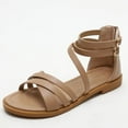 thumbnail image 3 of Women's Bohemian Flat Roman Sandals - Thin Strap Gladiator Sandals with Back Zipper, 3 of 20