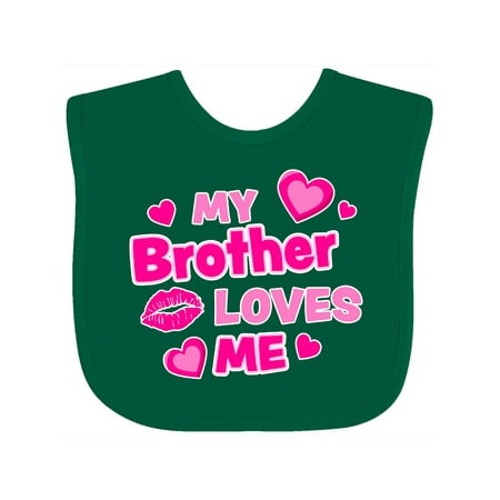 

Inktastic My Brother Loves Me with Hearts and Kiss Gift Baby Boy or Baby Girl Bib