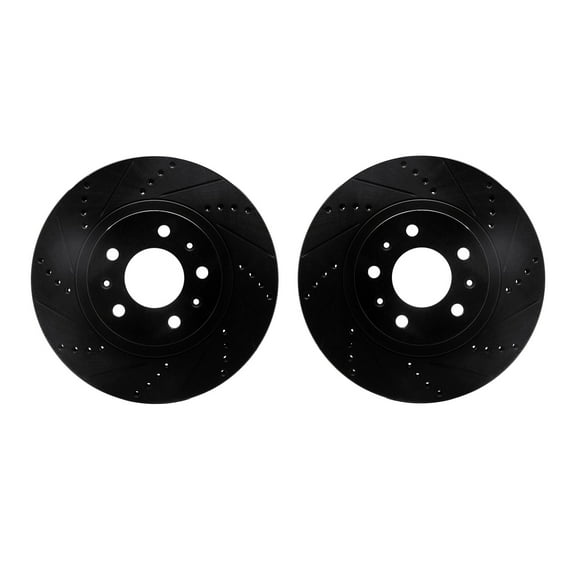 Dynamic Friction Company Front Brake Rotors-Drilled and Slotted-Black 8002-46013