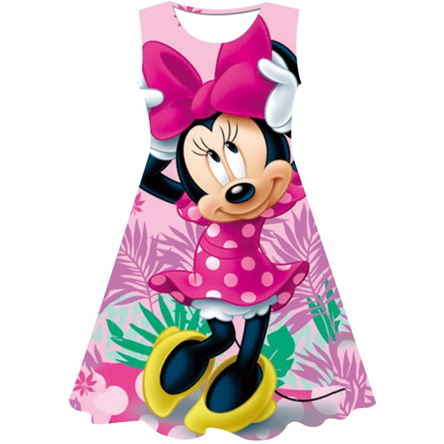 Disney Girls moda Minnie vestidos princesa niños ropa dibujos animados Minnie Mouse 3D estampado verano moda Minnie Mouse Dress8T Gao Jinjia LED