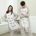 thumbnail image 3 of Pijama de franela con estampado de gato para parejas jóvenes, Pijama largo hasta el tobillo con capucha para Halloween y Navidad, 3 of 3