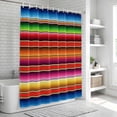 thumbnail image 6 of Mexican Style Bathroom Shower Curtains with 12 Hooks Polyester Waterproof Shower Curtain for Stalls and Bathtubs Colorful Mexico Stripes Red Blue Decorative Bathroom Privacy Curtain 36x78 Inches, 6 of 9