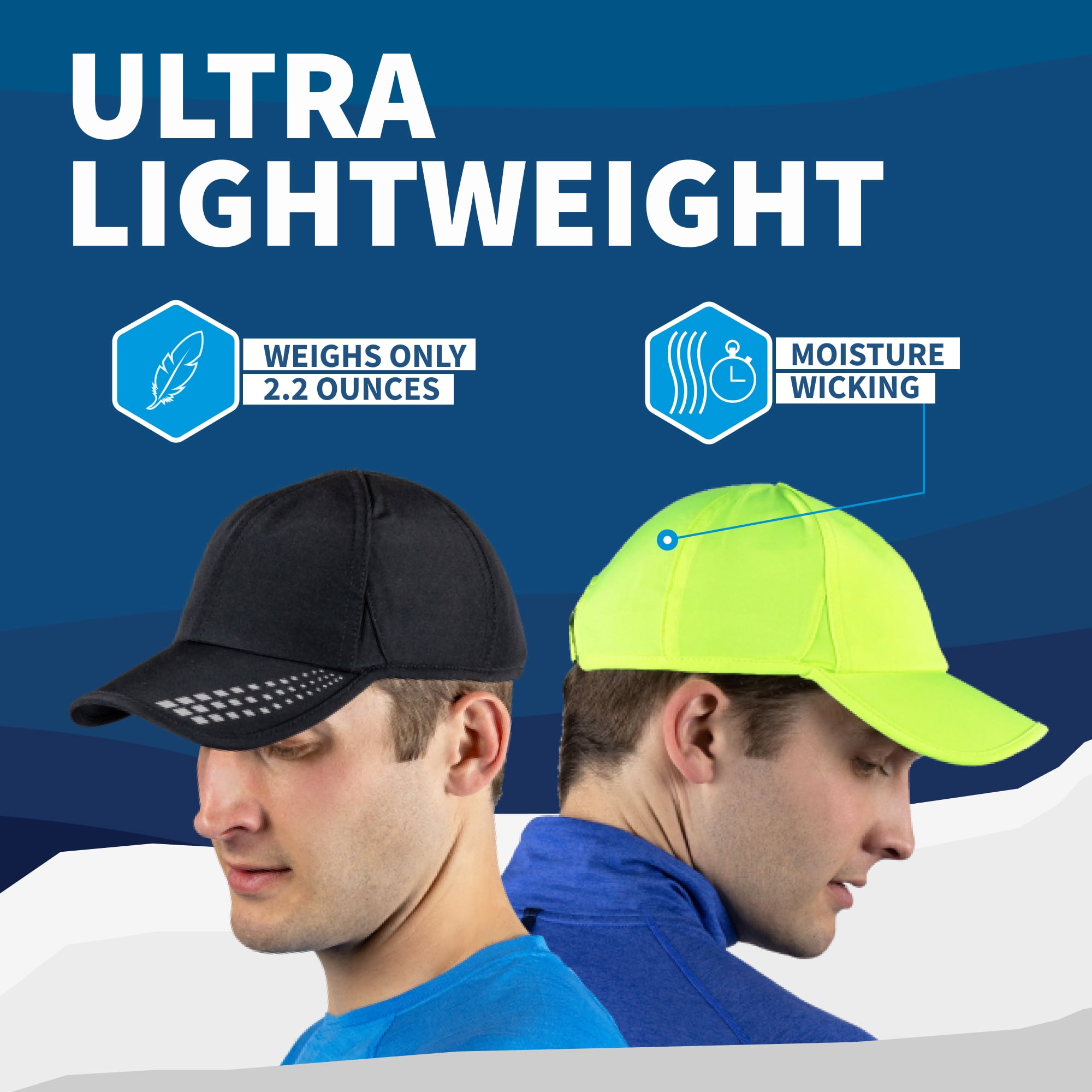 Men's UV Protection Running Hat - 2-Pack - black reflective & hi vis