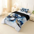 thumbnail image 2 of Homewish Blue Watercolor Swirl Twin Comforter Sets,Classic Contemporary Bedding Set,Black Reversible,2pcs,1 Comforter and 1 Pillowcase, 2 of 7