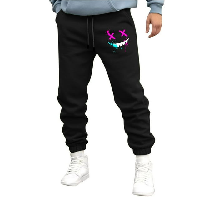 Pantalones deportivos de longitud completa para hombre, pantalones de ejercicio para correr ajustados, pantalones para correr con cordón, pantalones estampados, pantalones para hombre