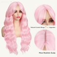 thumbnail image 2 of Lightweight Long Wavy Wig with Curtain Bangs for Women -  Looking  Synthetic Wig for Daily Wear, Beginner Friendly Heat Resistant Fashion Wig Glueless Wear and Go, 2 of 6