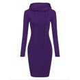 thumbnail image 1 of LUXUR Robes à Capuche pour Femmes Manches Longues Pull à Capuche Couleur Unie Robe Sweat Ajustée avec Cordon Violet L, 1 of 2