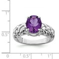 thumbnail image 2 of 925 Sterling Silver Rhodium-plated Oval Amethyst Ring Size 7, 2 of 5