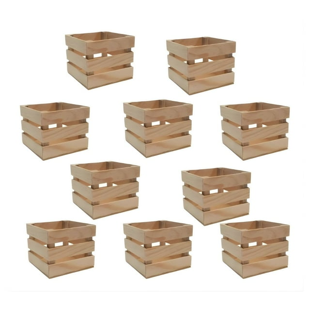 Pack 10 Huacales Madera Confetti 10x10 Cm 3 Tiras