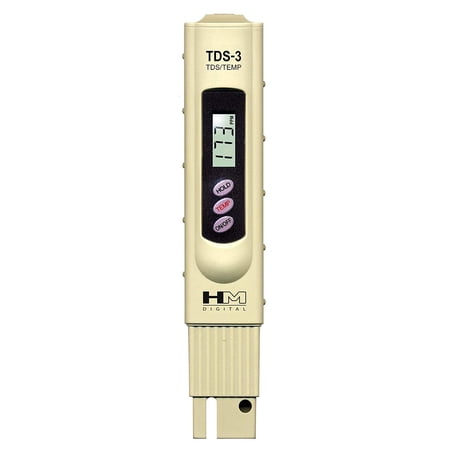 HM Digital TDS-3 Handheld TDS Meter with Carrying Case with 0 â€“ 9990 ppm (mg/L) Range and +/- 2% Accuracy