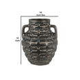 thumbnail image 5 of Benjara BM209953 Small Ceramic Vase with Embossed Quatrefoil Design & 2 Handles - Gray - 12 x 10 x 10 in., 5 of 5