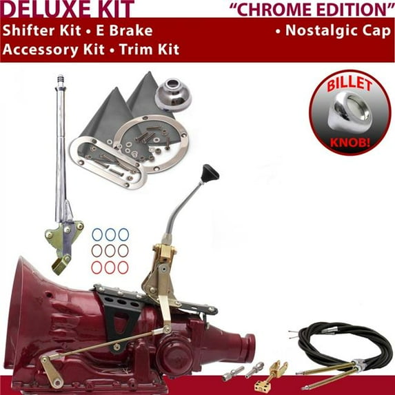 American Shifter 700R4 Shifter Kit Chrome 8 in. E Brake Cable Trim Kit for EDD68