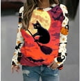 thumbnail image 2 of DOSUKRAI Halloween Crewneck Sweatshirts Women 2025 Trendy Cute Ghost Graphic Long Sleeve Sweatshirt Spooky Season Sweaters Multicolor,M, 2 of 5