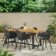 thumbnail image 2 of Roma Wood and Resin Outdoor 7 Piece Dining Set, Black and Sandblasted Teak, 2 of 10