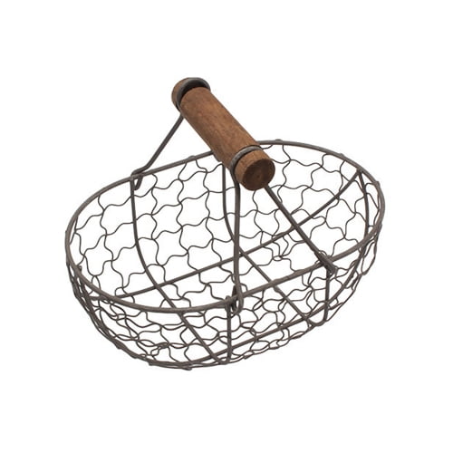 Medium Oblong Wire Mesh Fixed Handle Basket Black 