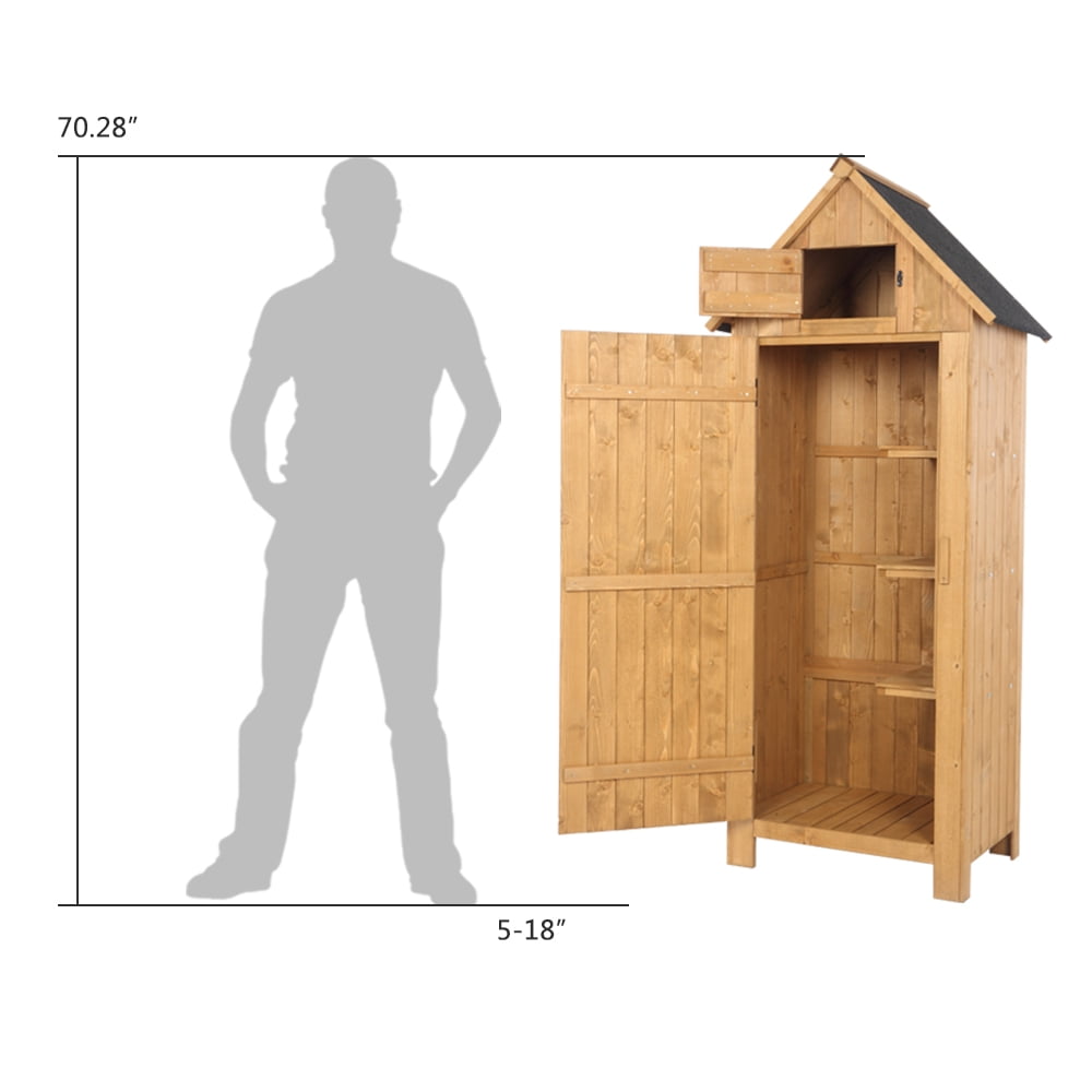 Zimtown Fir Wood Garden Storage Shed, 70.47" x 30.31" x 21.38", Natural