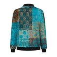 thumbnail image 6 of Feancey Womens Bomber Jackets Vintage Ethnic Printed Lightweight Zip Up Jacket Elastic Ribbed Casual Windbreaker 2025 Fall Lightweight Flight Varsity Jackets Daily Sales,Green,S, 6 of 6