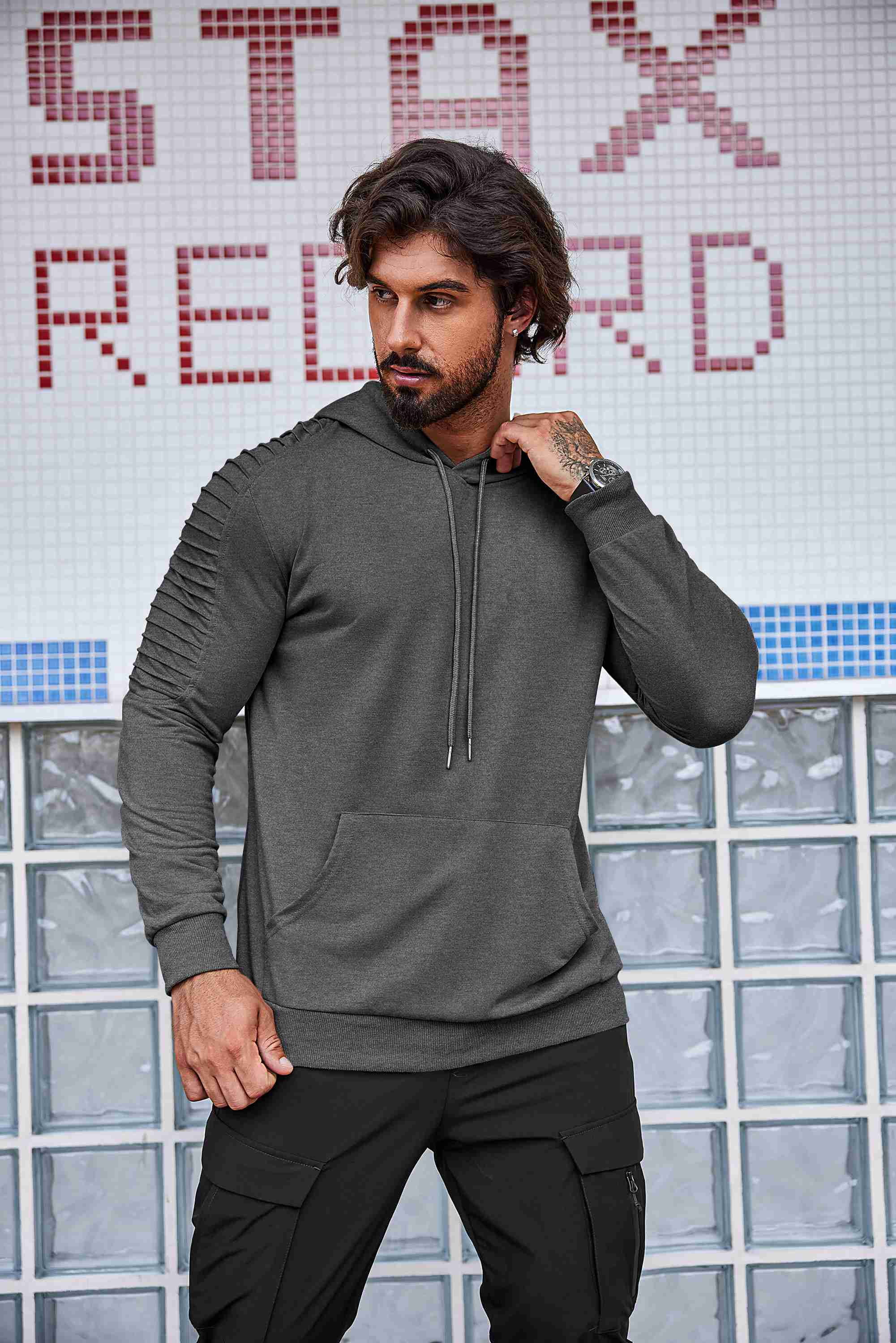 COOFANDY Mens Hoodie Casual Drawstring Athletic Hoodies Hooded Pullover Sweatshirts with Pocket
