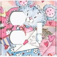 thumbnail image 2 of Metal Light Switch Wall Plate Outlet Cover (Love Letter Friend Teddy Bear Heart Flowers - Single Duplex Single Toggle), 2 of 2