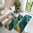 thumbnail image 5 of Green and Gold Marble Pattern Bathroom Rug Set 4 Piece,Includes Contour,Lid Cover,Bath Mat,Non-Slip Extra Soft Absorbent Washable, 5 of 5