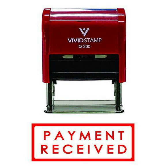 Vivid Stamp Payment Received W/Border Self Inking Rubber Stamp (Red Ink) Medium