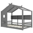 thumbnail image 4 of Miniyam Twin Size Montessori Floor House Bed with Roof Design and Storage Shelf for Kids, Gray, 4 of 7