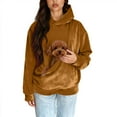 thumbnail image 2 of Stralyhd Cat Pouch Hoodie for Women Oversized Sweatshirt with Dog Pouch Velvet Warm Pet Care Hoodie Hooded Pet Carrier Pullover Light Brown XXL, 2 of 5