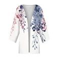 thumbnail image 4 of Gyujnb Women's Short Sleeve Chiffon Cardigan Top Open Front Floral Print Loose Fit Beach Cover Up Spring Summer Swimsuit Cover Up Resort,Size:M, 4 of 5