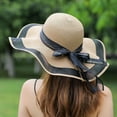 thumbnail image 4 of Visland Womens Bowknot Straw Hat Floppy Foldable Roll up Beach Cap Sun Hat Dome Hat UPF 50+, 4 of 7