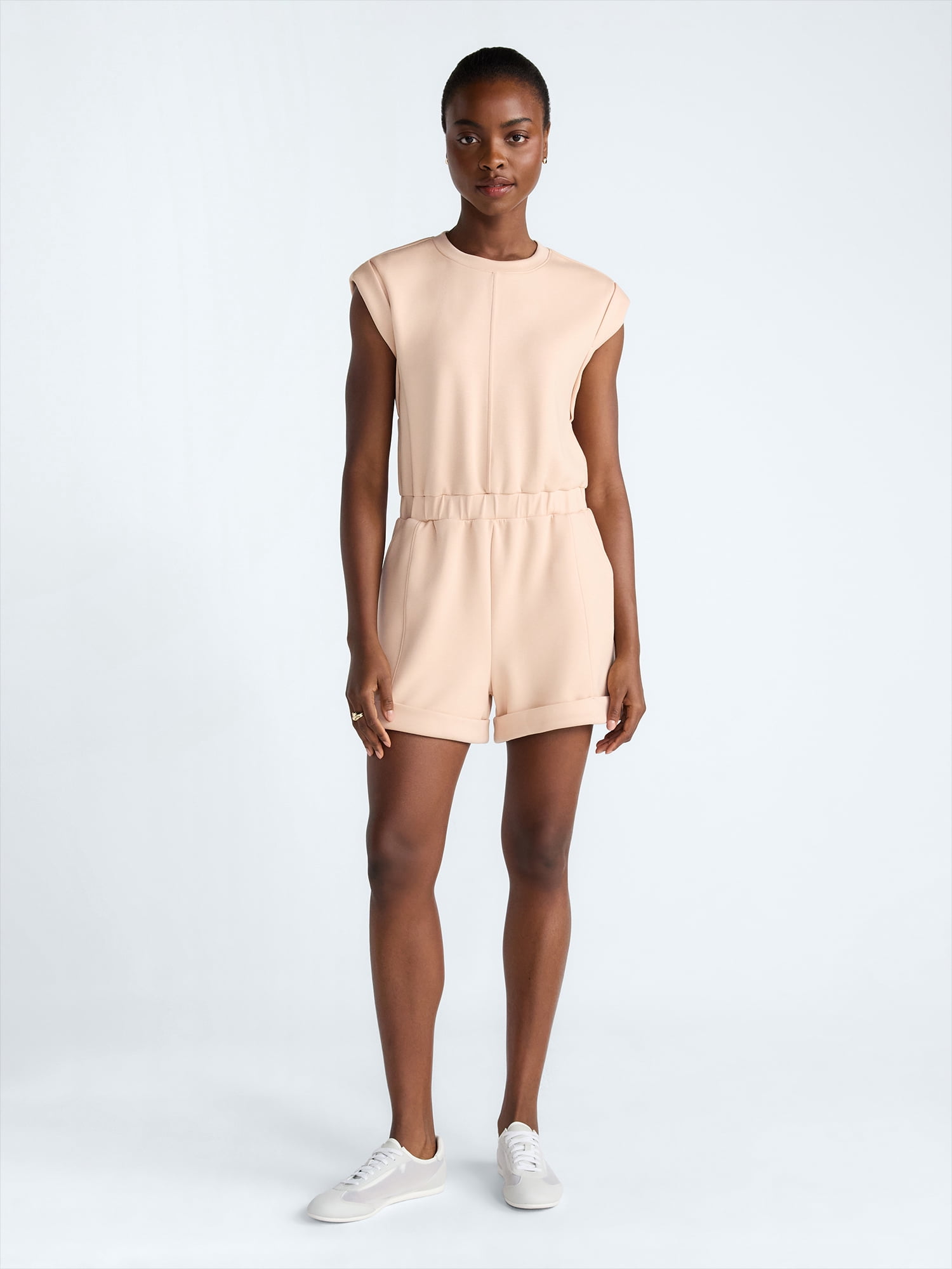 Scoop Women's and Women's Plus Scubaknit Crewneck Romper, Sizes XS-4X