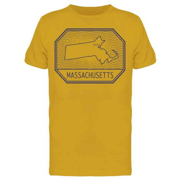 Map Of Massachusetts United T-Shirt Men -Image by Shutterstock, Male Medium