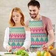 thumbnail image 3 of Pink Geometric Stripe Pattern Apron-Garden Aprons for Women with Pockets-Cotton Linen Waterproof Kitchen Cooking Gardening Aprons Adjustable for Kitchen,Cooking,BBQ and Salon 33x27 Inch, 3 of 7